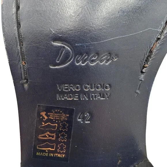 NEW Duca Italy Mens size 9 Burnished Brown Leather Plain-toe Derby Oxfords 42EU - Picture 13 of 14